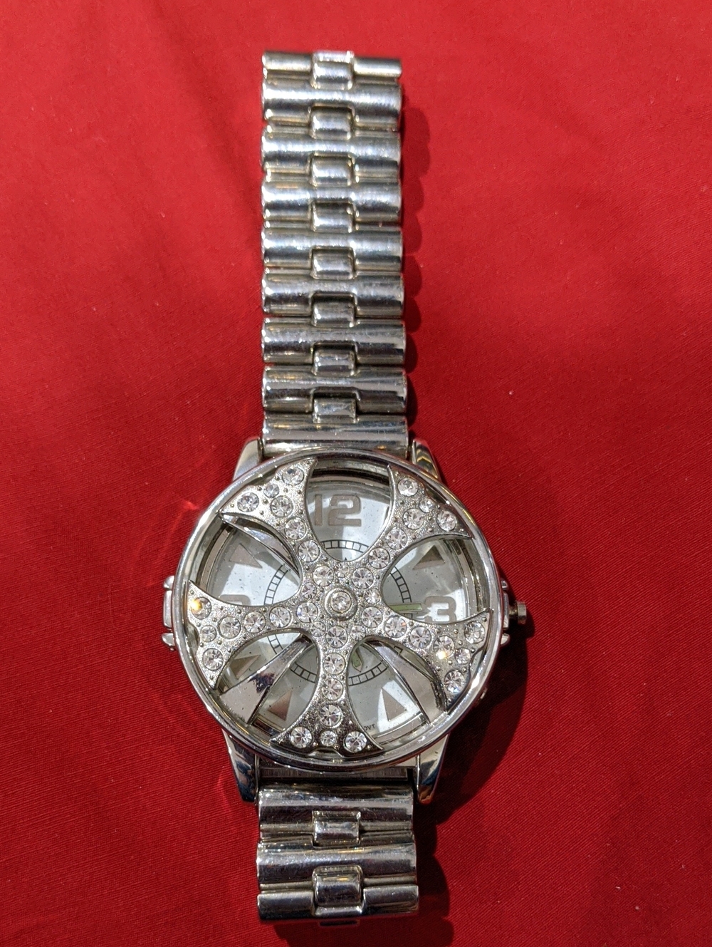 Spinner Icedcout Watch Silver Metal Band